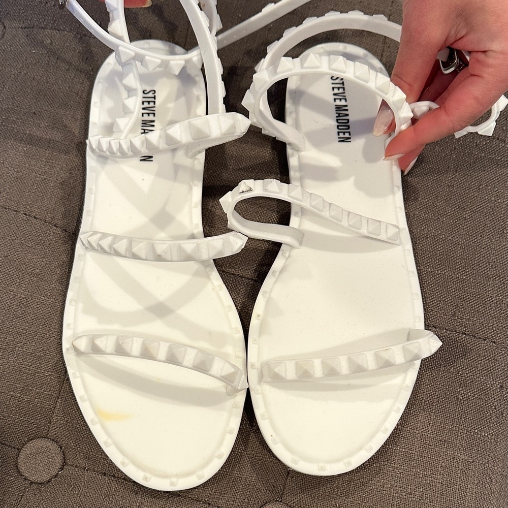 Steve Madden White Studded Sandals
